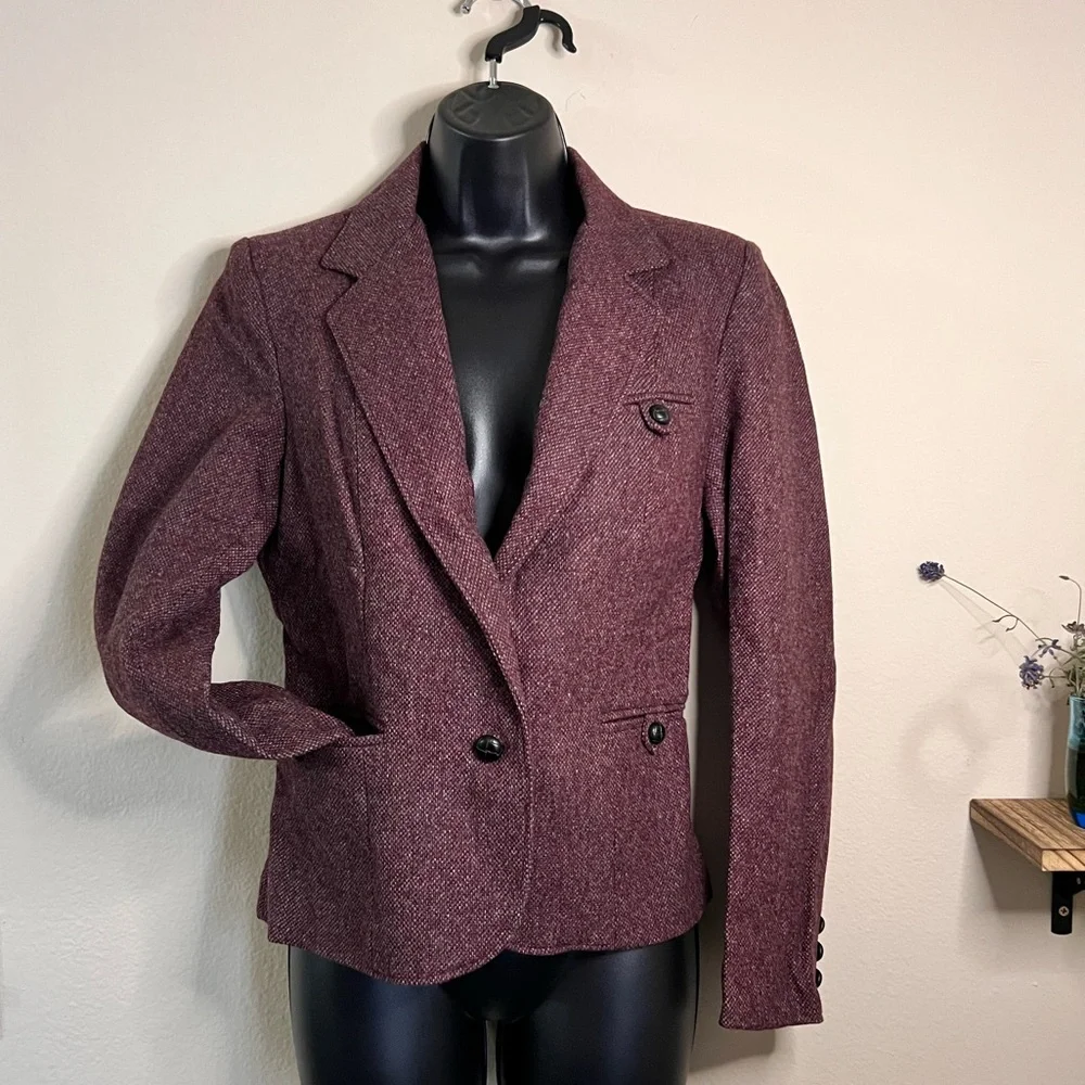 CASA DE LANA | Vintage! Wool Blazer Tweed Peacoat Jacket - Picture 1 of 5